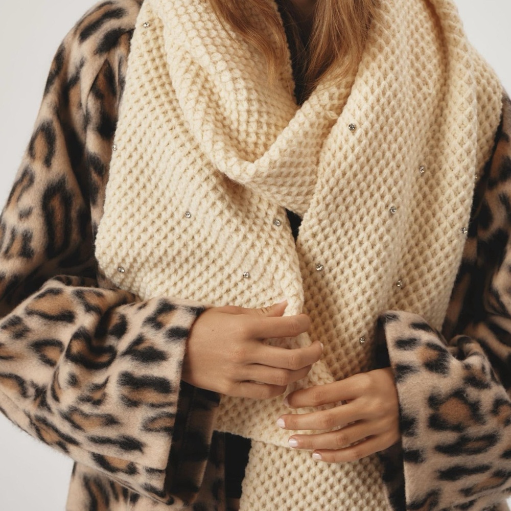 Anthropologie Rhinestone Waffle Knit Scarf - Picture 3 of 5